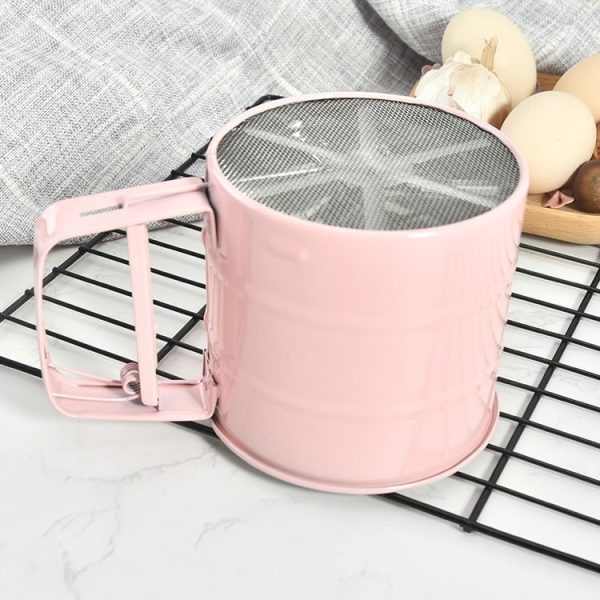 Stainless Steel Flour Sieve Baking Tool Hand-Pressed Flour Sieve (Blue) - Image 5