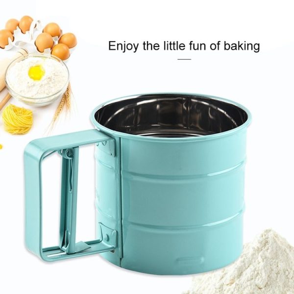 Stainless Steel Flour Sieve Baking Tool Hand-Pressed Flour Sieve (Blue) - Image 6