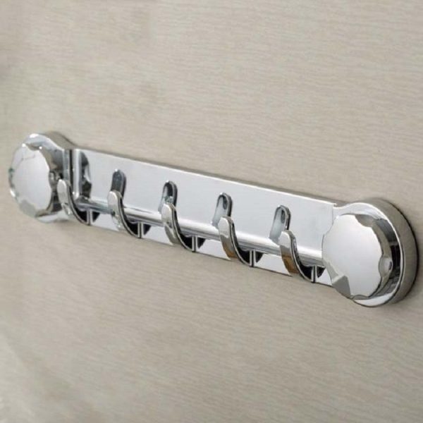 Suction Cup Hook Bathroom Towel Hook Multifunctional Row Hook (Chrome) - Image 2