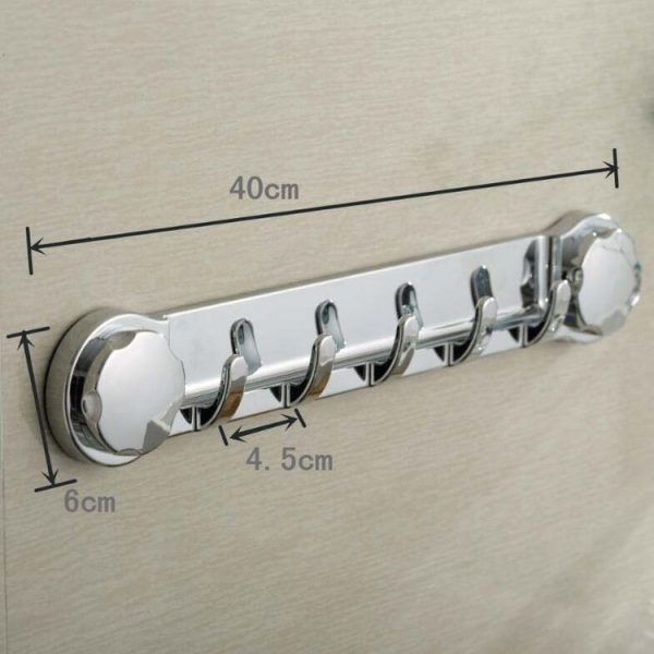 Suction Cup Hook Bathroom Towel Hook Multifunctional Row Hook (Chrome) - Image 3