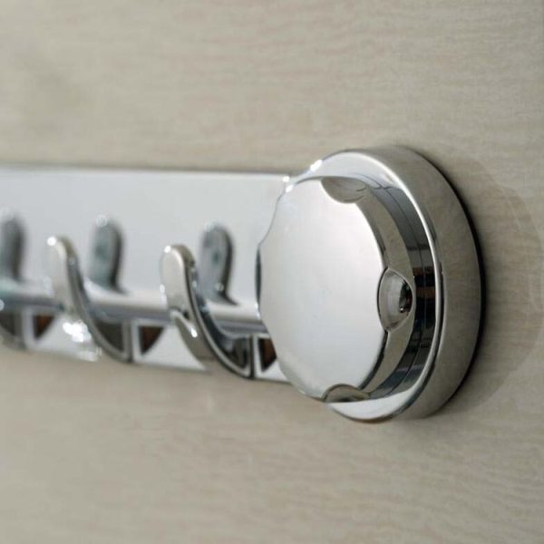 Suction Cup Hook Bathroom Towel Hook Multifunctional Row Hook (Chrome) - Image 5