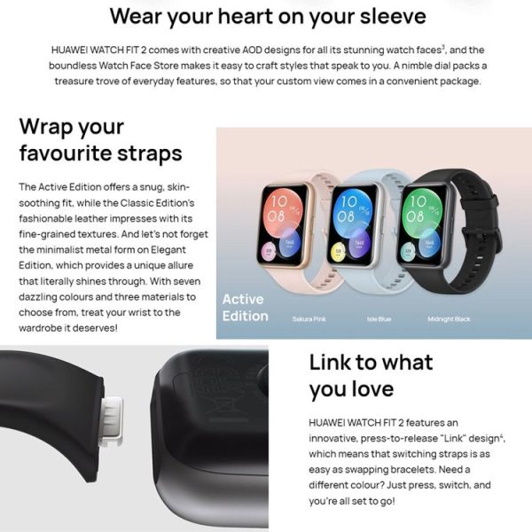 Original Huawei WATCH FIT 2 Smart Sports Watch, Color: Vibrant Blue - Image 2