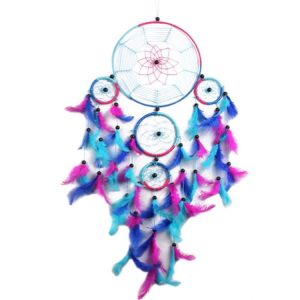 Creative Hand-Woven Crafts Dream Catcher Home Car Wall Hanging Decoration (Colorful Blue)