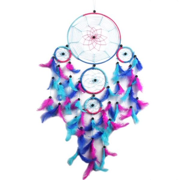 Creative Hand-Woven Crafts Dream Catcher Home Car Wall Hanging Decoration (Colorful Blue)