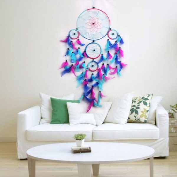 Creative Hand-Woven Crafts Dream Catcher Home Car Wall Hanging Decoration (Colorful Blue) - Image 3