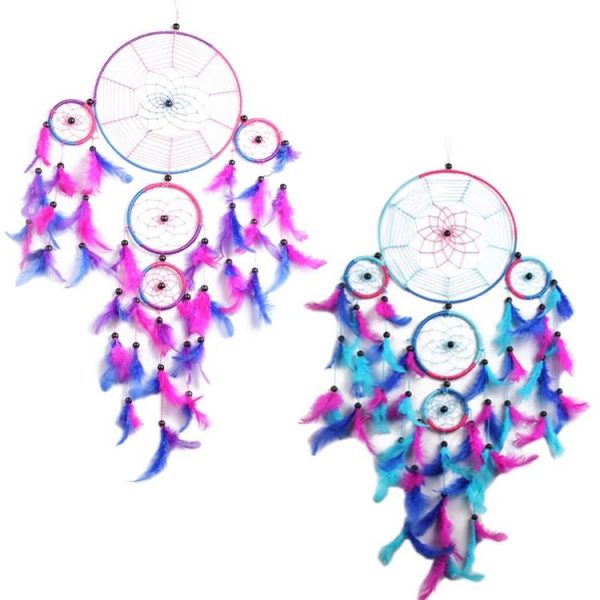 Creative Hand-Woven Crafts Dream Catcher Home Car Wall Hanging Decoration (Colorful Blue) - Image 4