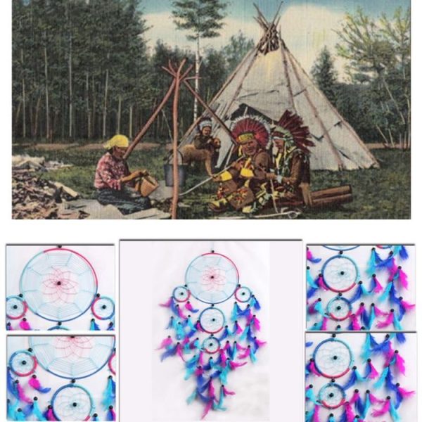 Creative Hand-Woven Crafts Dream Catcher Home Car Wall Hanging Decoration (Colorful Blue) - Image 5