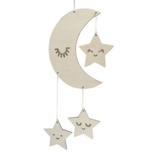 Baby Room Kindergarten Star Moon Wooden Decoration, Type: Plywood (Moon)