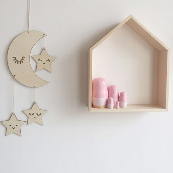 Baby Room Kindergarten Star Moon Wooden Decoration, Type: Plywood (Moon) - Image 3