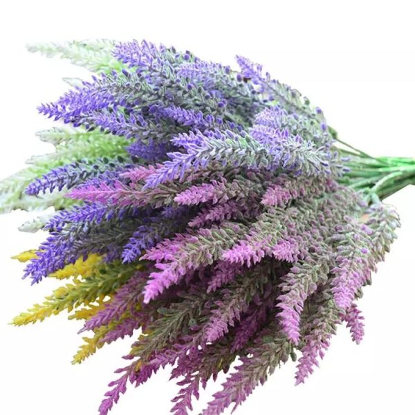 Romantic Lavender Flower Silk Artificial Flowers Fake Flowers Grain Decorative Simulation Plants (White) - Image 3