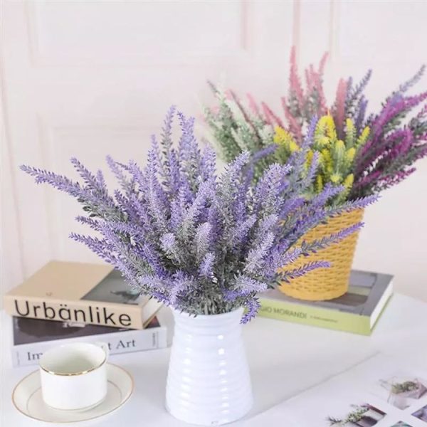 Romantic Lavender Flower Silk Artificial Flowers Fake Flowers Grain Decorative Simulation Plants (White) - Image 6