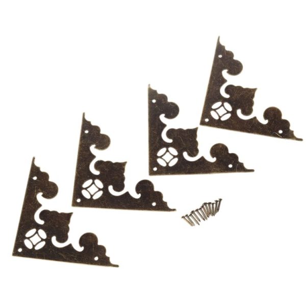4pcs Antique Corner Bracket Jewelry Gift Box Wood Case Decorative Feet Leg Corner Decorative Protector Furniture Fittings - Image 3