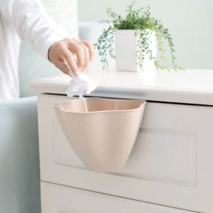 Kitchen Cupboard Back Garbage Bin Cabinet Door Garbage Trash Storage Hanging Trash Rack (Pink)