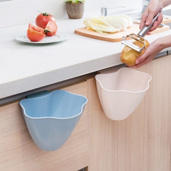 Kitchen Cupboard Back Garbage Bin Cabinet Door Garbage Trash Storage Hanging Trash Rack (Pink) - Image 4
