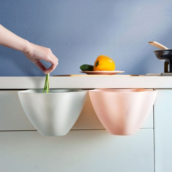 Kitchen Cupboard Back Garbage Bin Cabinet Door Garbage Trash Storage Hanging Trash Rack (Pink) - Image 5