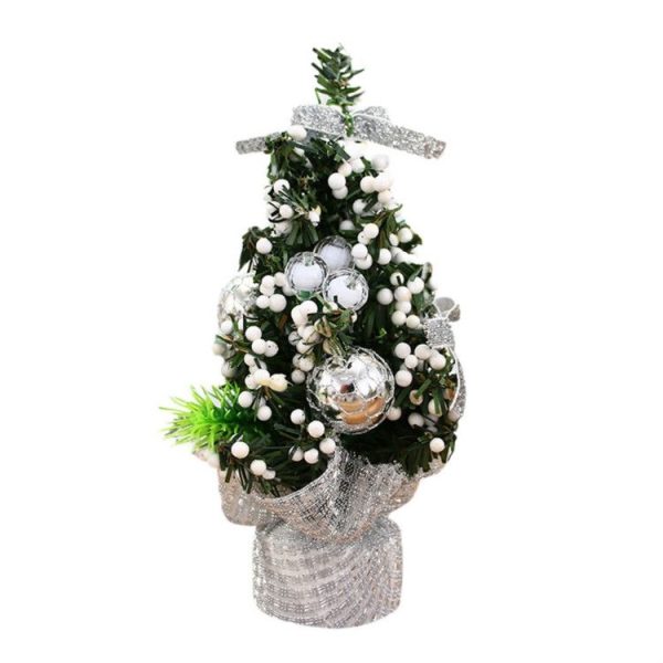 2 PCS Office Family Bedroom Desk Decorating Mini Christmas Tree Children Gifts (Silver)
