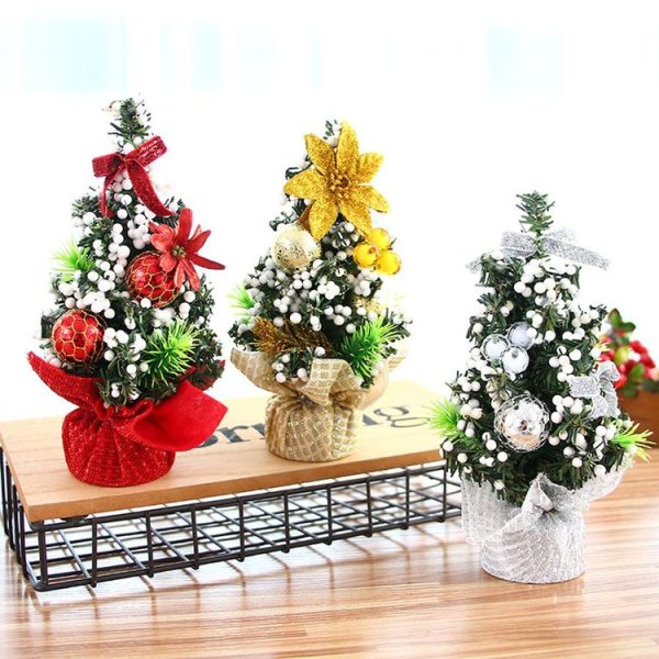 2 PCS Office Family Bedroom Desk Decorating Mini Christmas Tree Children Gifts (Silver) - Image 3