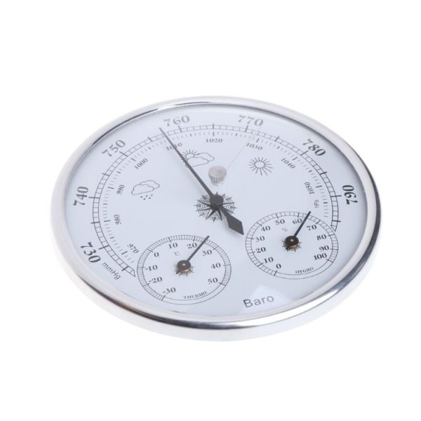 THB9392 Wall Hanging Household Weather Station Barometer Thermometer Hygrometer, 128mm (Silver) - Image 2