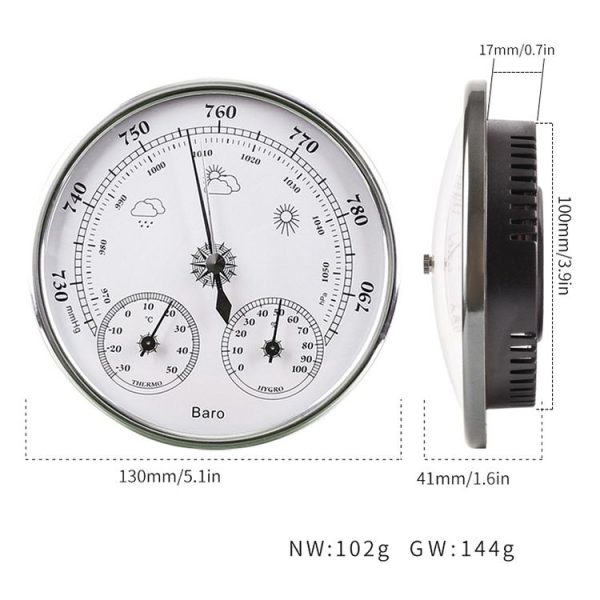 THB9392 Wall Hanging Household Weather Station Barometer Thermometer Hygrometer, 128mm (Silver) - Image 5