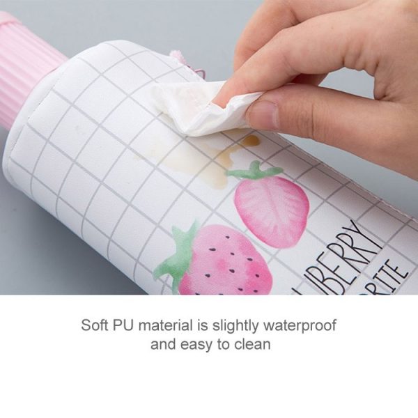 Strawberry Toothpaste PU Pencil Case with Pencil Sharpener Stationery Storage Bag School Office Supplies (One Strawberry) - Image 4