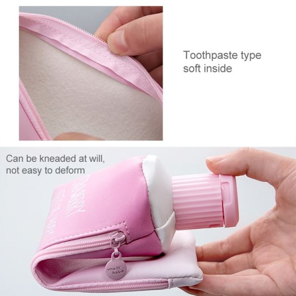 Strawberry Toothpaste PU Pencil Case with Pencil Sharpener Stationery Storage Bag School Office Supplies (One Strawberry) - Image 5