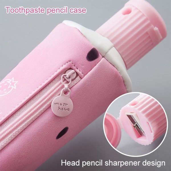 Strawberry Toothpaste PU Pencil Case with Pencil Sharpener Stationery Storage Bag School Office Supplies (One Strawberry) - Image 7