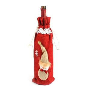 2 PCS Christmas Decorations Bar Christmas Eve Wine Set Creative Christmas Bottle Bag (Red)