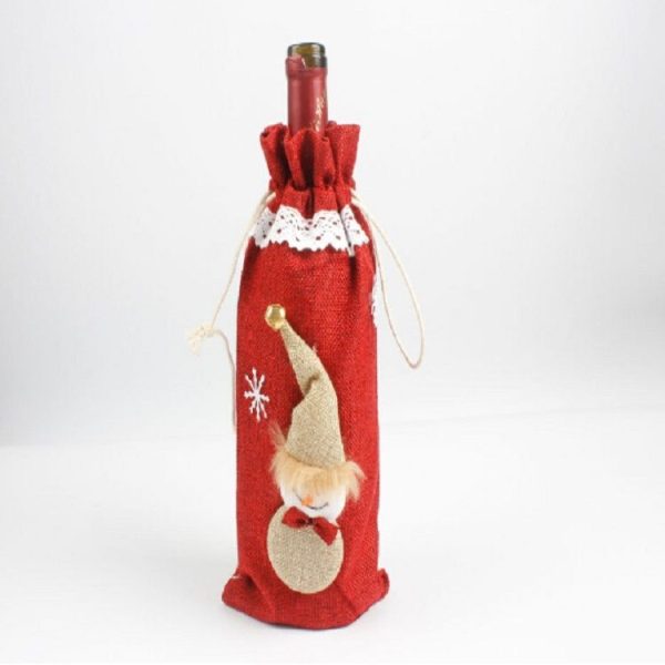 2 PCS Christmas Decorations Bar Christmas Eve Wine Set Creative Christmas Bottle Bag (Red) - Image 3