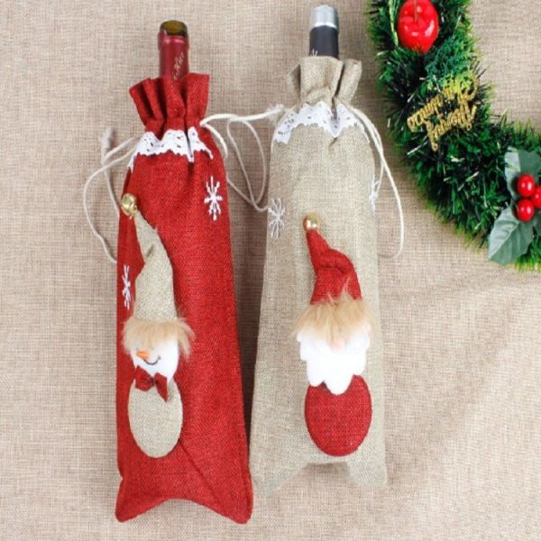 2 PCS Christmas Decorations Bar Christmas Eve Wine Set Creative Christmas Bottle Bag (Red) - Image 4