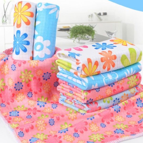 4 PCS / Set Microfiber Printed Flowers Cloth Cleaning Cloth - Image 4