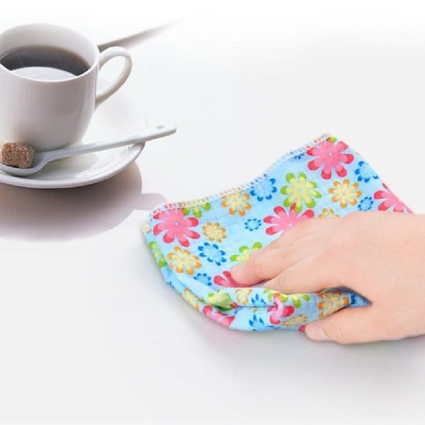 4 PCS / Set Microfiber Printed Flowers Cloth Cleaning Cloth - Image 5