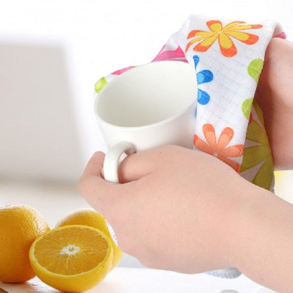 4 PCS / Set Microfiber Printed Flowers Cloth Cleaning Cloth - Image 7