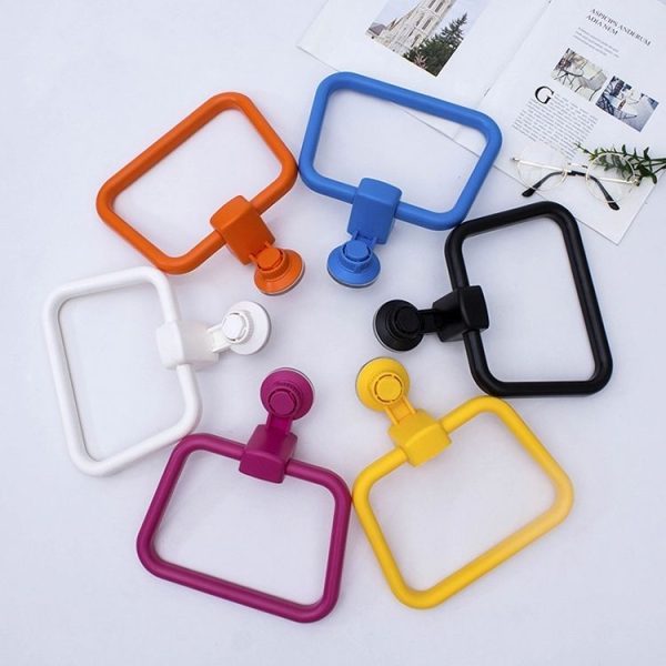Multifunctional Toilet Suction Cup Towel Ring Rack (Black) - Image 2