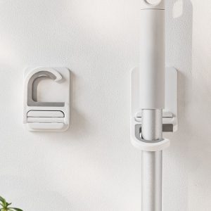 Mop Clip Bathroom Folding Hook Mop Hanger (White)