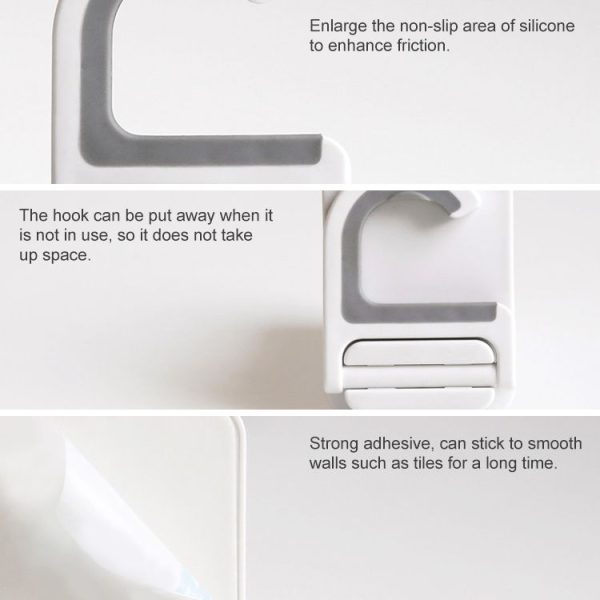 Mop Clip Bathroom Folding Hook Mop Hanger (White) - Image 4