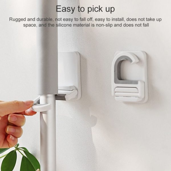 Mop Clip Bathroom Folding Hook Mop Hanger (White) - Image 5