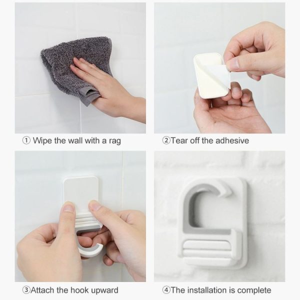 Mop Clip Bathroom Folding Hook Mop Hanger (White) - Image 7