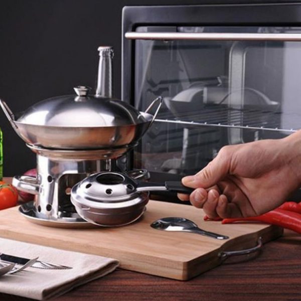 Outdoor Mini Stainless Steel Handle Alcohol Stove Camping Fuel Small Hot Pot Windproof Alcohol Stove, Size: 9.5cm - Image 5