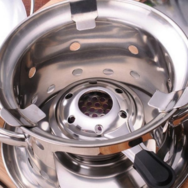Outdoor Mini Stainless Steel Handle Alcohol Stove Camping Fuel Small Hot Pot Windproof Alcohol Stove, Size: 9.5cm - Image 6