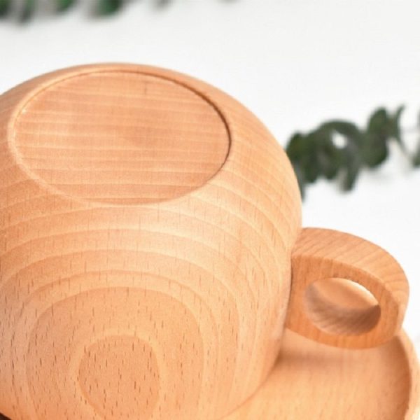 Beech Coffee Cup Wooden Water Cup Tea Cup with Handle, Style: Cup - Image 6