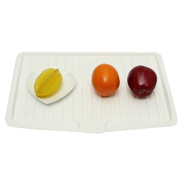 Multifunctional Drain Tray Plastic Rectangular Rack Kitchen Utensils (White)