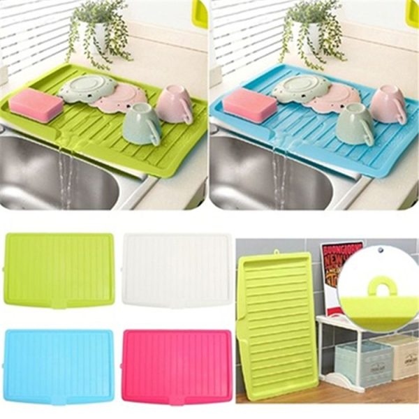 Multifunctional Drain Tray Plastic Rectangular Rack Kitchen Utensils (White) - Image 3