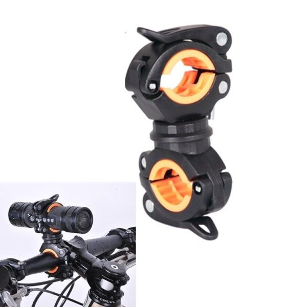 360 Lamp Holder Bicycle Flashlight Lamp Clip Fixing Bracket (Black Orange) - Image 2