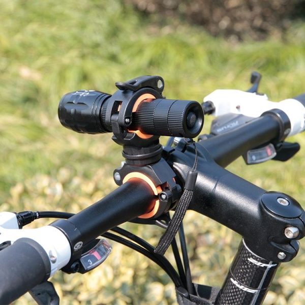 360 Lamp Holder Bicycle Flashlight Lamp Clip Fixing Bracket (Black Orange) - Image 4