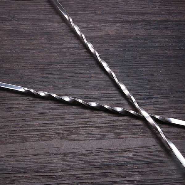2 PCS Stainless Steel Long Handle Fork Spoon Cocktail Ice Stirrer Double Head Wine Mixing Stick - Image 5