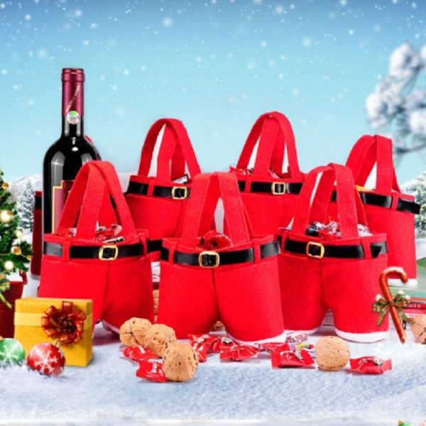 Santa Claus Suspenders Pants Candy Bottle Gift Bag Decoration - Image 7