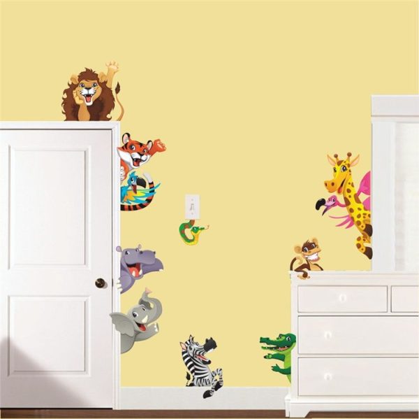 DIY Jungle Animals Cartoon Lion Elephant Giraffee PVC Wall Stickers - Image 3