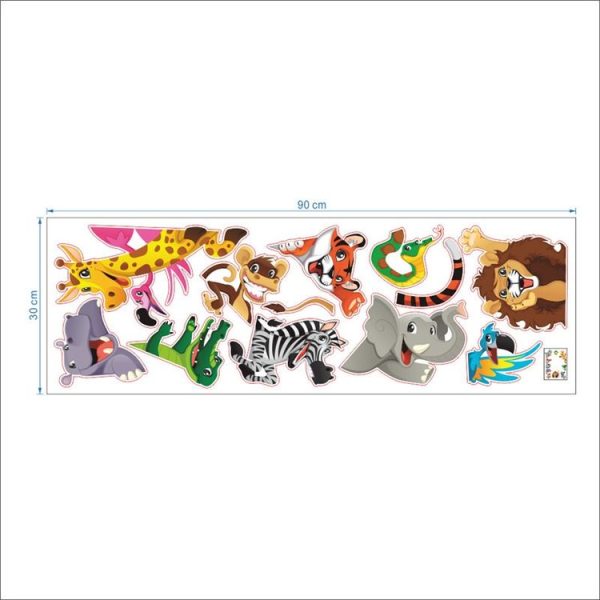DIY Jungle Animals Cartoon Lion Elephant Giraffee PVC Wall Stickers - Image 4
