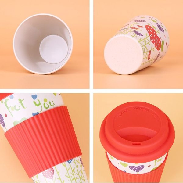 400ML Reusable Bamboo Fibre Coffee Cups Silicone Eco Friendly Travel Coffee Mugs (Blue) - Image 6