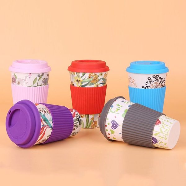 400ML Reusable Bamboo Fibre Coffee Cups Silicone Eco Friendly Travel Coffee Mugs (Blue) - Image 7